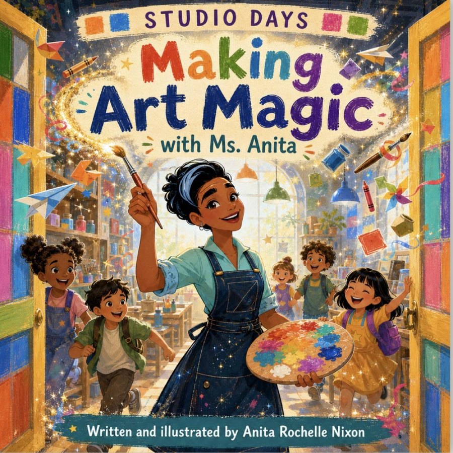 Cover of Studio Days: Making Art Magic with Ms. Anita, written and illustrated by Anita Rochelle Nixon